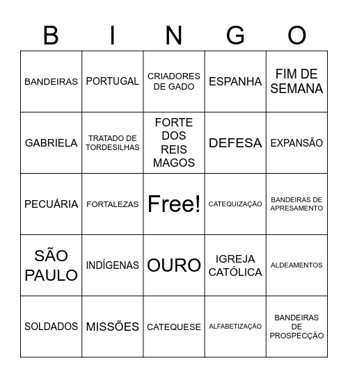 EXPANSÃO TERRITORIAL DO BRASIL Bingo Card