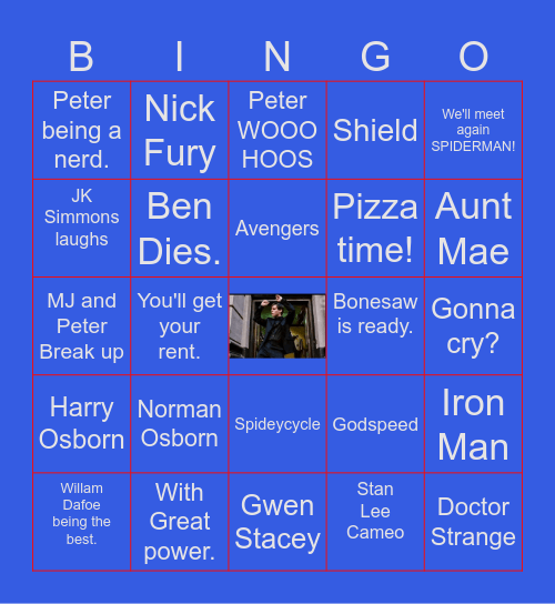 Spiderman Bingo Card