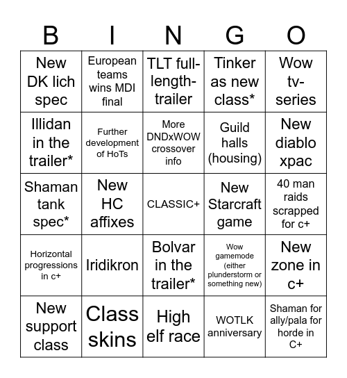 Daniels bingo-plade Bingo Card
