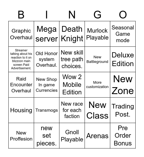 Classic Plus Bingo Card
