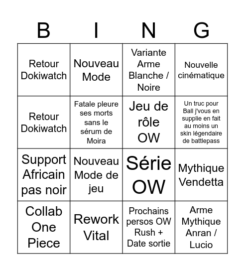 Bingo OW Blizzcon Bingo Card