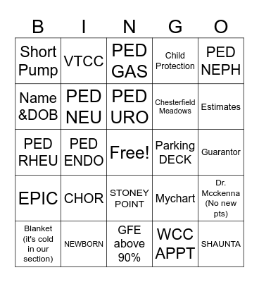 PAC RED TEAM Bingo Card