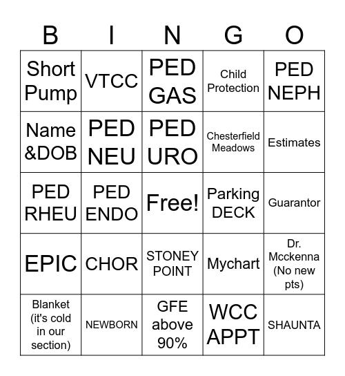 PAC RED TEAM Bingo Card