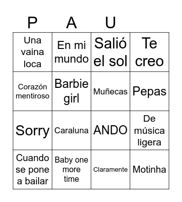 Bingo musical Bingo Card