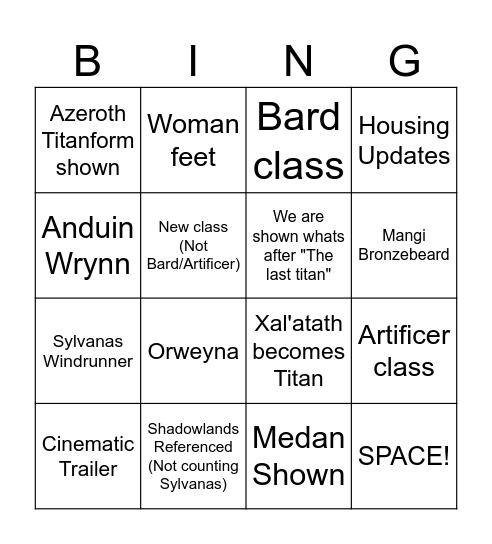 WoW WHATS NEXT BLIZZCON Bingo Card