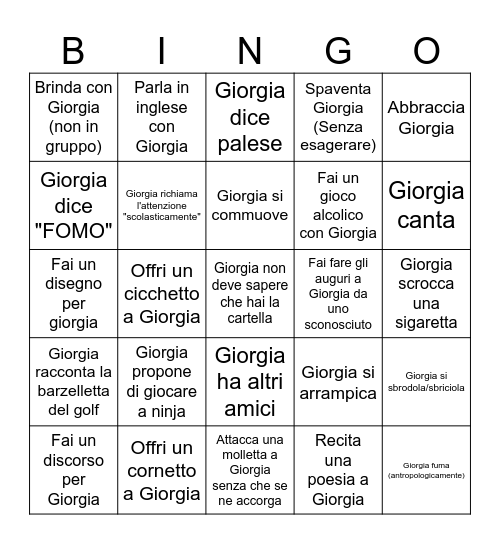 Giorgia's Bingo Card
