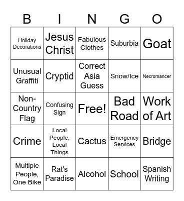 Big Racist Bingo Card