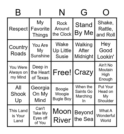 Music Bingo (40s, 50s, & 60s) Bingo Card