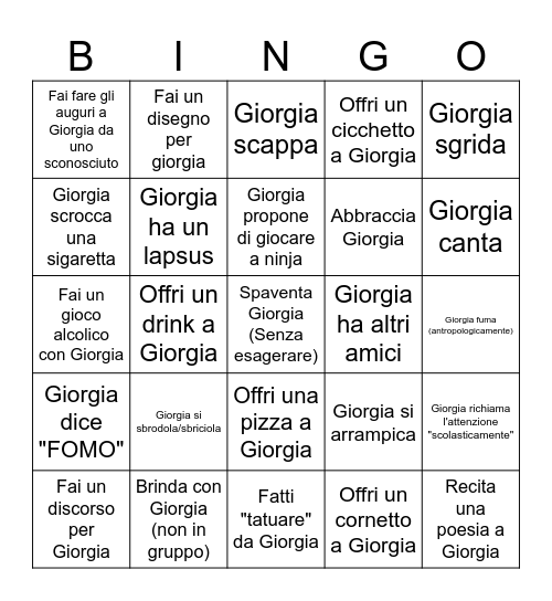Giorgia's Bingo Card