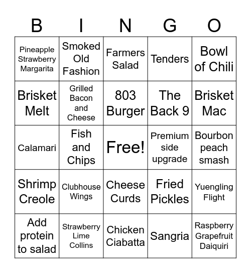 Mile Marker Bingo Card