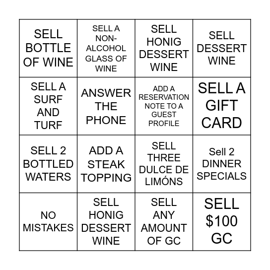 SERVER BINGO Card