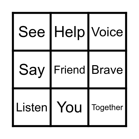 Say something Bingo Card