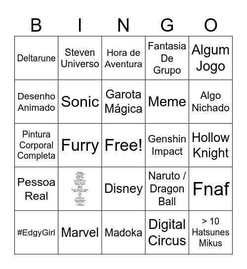 NikitiExpo Geek Cosplays Bingo Card