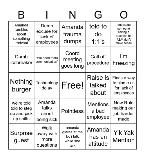 Coord Meeting Bingo Card