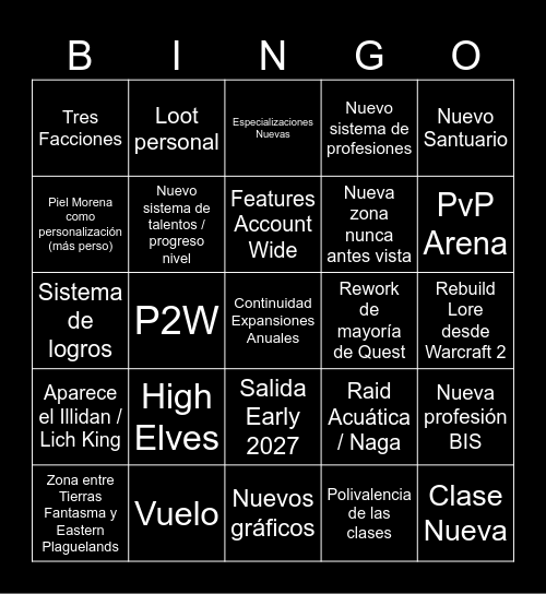 WoW Classic Plus / 2 Bingo Card