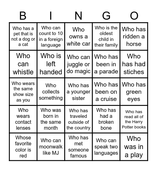 FIND SOMEONE... Bingo Card