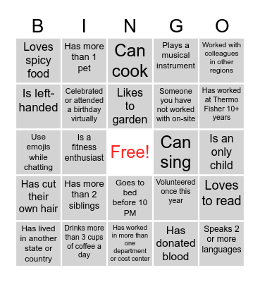 Belonging Week Bingo Card