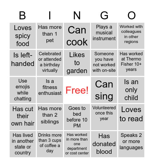 Belonging Week Bingo Card