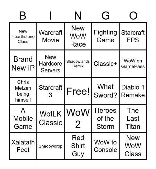 BlizzCon2026 Bingo Card