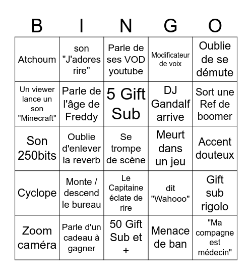 BINGO DU CAPITAINE Bingo Card