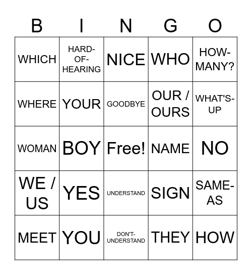 Unit 1 Bingo Card
