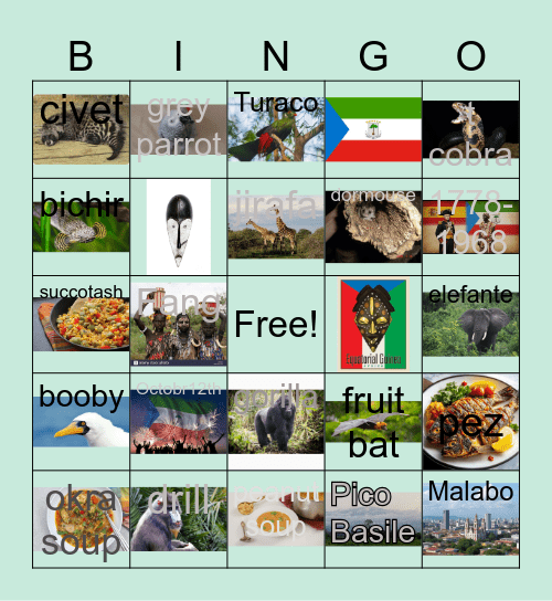 Equatorial Guinea Bingo Card