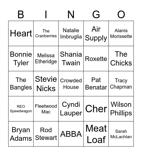 Your Mom Told Me These Are Her Favorite Songs ;) Bingo Card