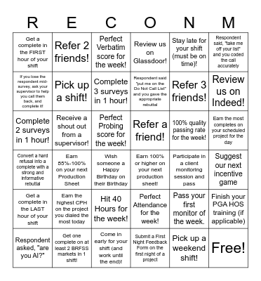 ReconMR Bingo Week! (9/14-9/20) Bingo Card