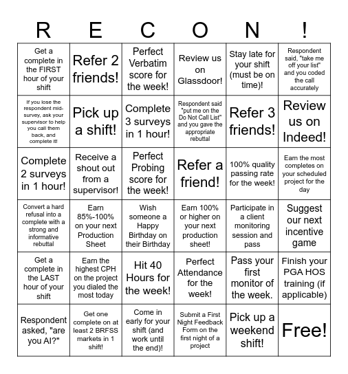 ReconMR Bingo Week! (9/14-9/20) Bingo Card