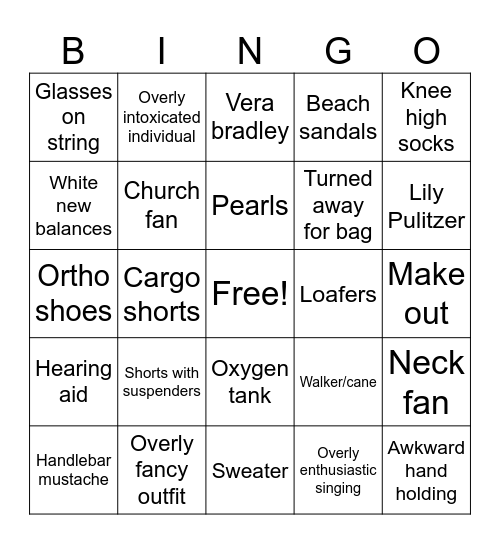 Old Fuckers Bingo Card