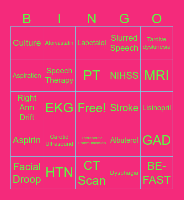 BETTY'S BE-FAST BINGO Card