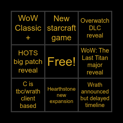 BLIZZCON 2026 Bingo Card