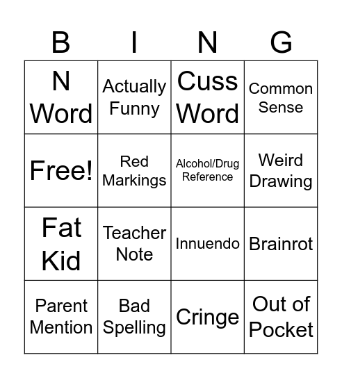 Kids Test Answers Bingo Card
