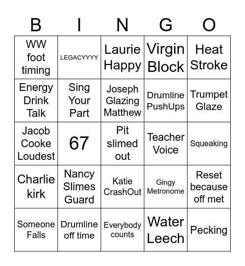Friday practice bingo Card