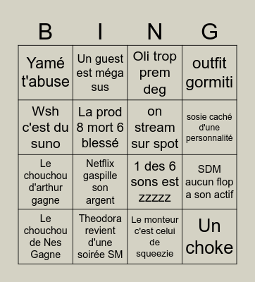 EP FINAL NOUVELLE ECOLE BG Bingo Card
