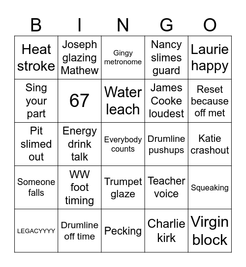 Friday practice bingo Card