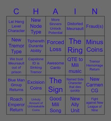 Limbus Company Season 8 Bingo Card
