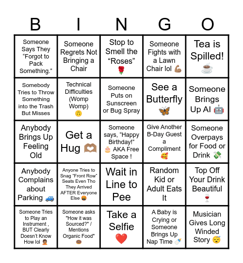 Liz's Bingo # 1 Bingo Card