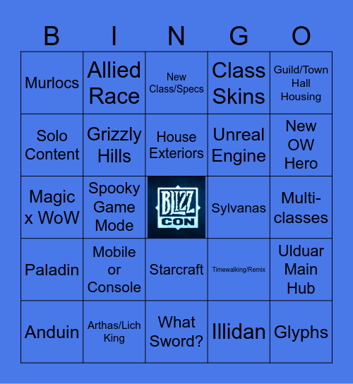 Blizzcon 2026 Bingo Card