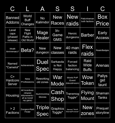 Classic + Bingo Card