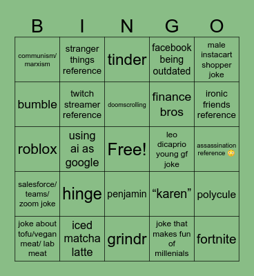 Adults FM Bingo Card