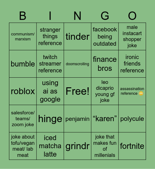 Adults FM Bingo Card