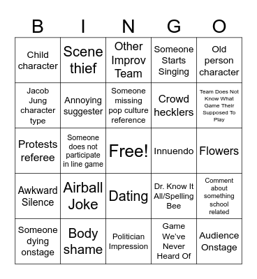 Improv Show Bingo Card