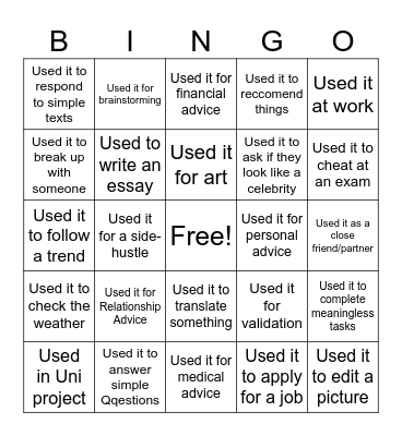 Anti AI Bingo Card
