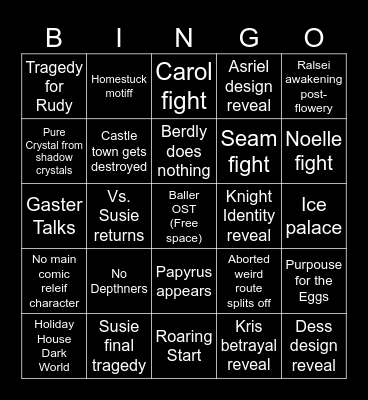 DELTARUNE Chapter 6 Predictions Bingo Card