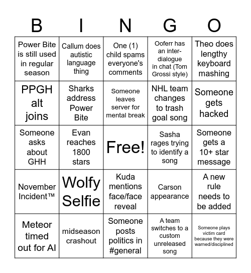 Horn Centringo Bingo Card