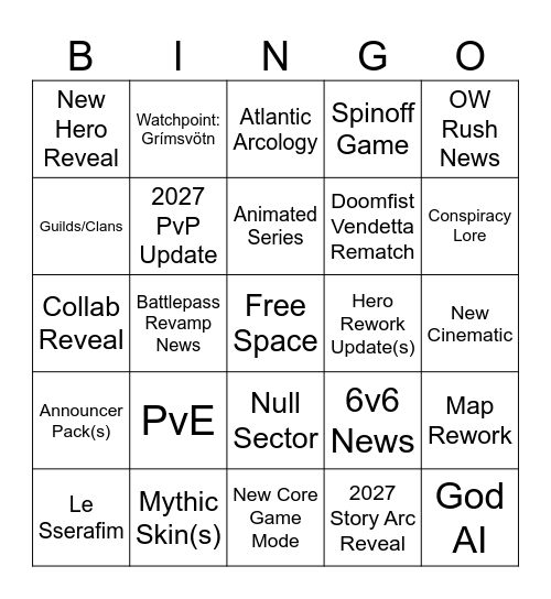 GuySoSly Overwatch Blizzcon Bingo Card
