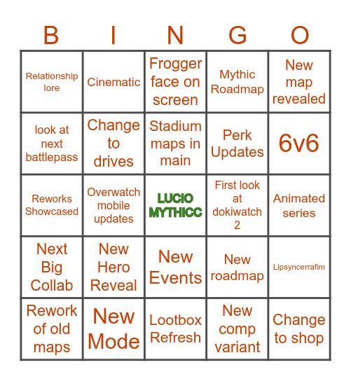 OW BLIZZCON SFW Bingo Card