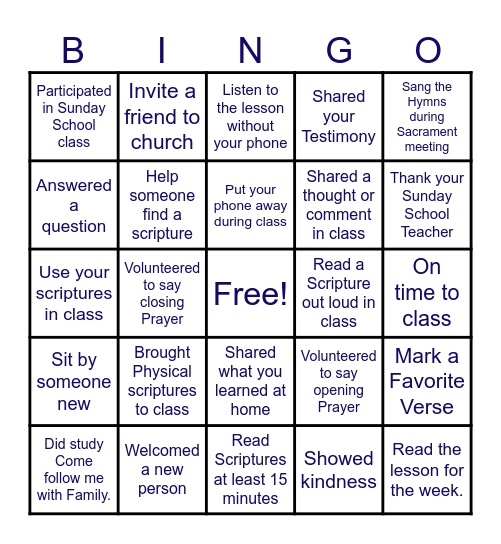 K9 Youth Sunday School BINGO Card