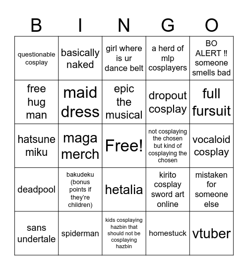 fanexpo 2026 Bingo Card